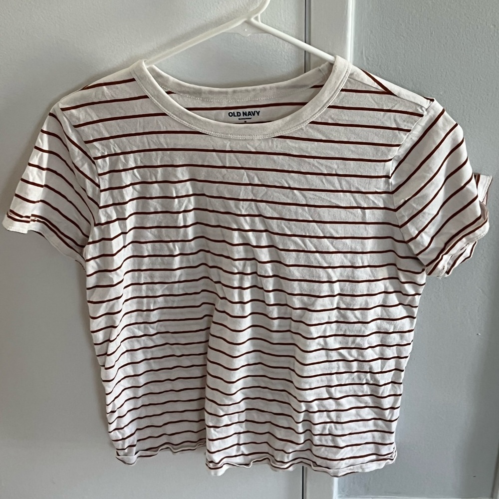 Old Navy Red and White Striped Tee